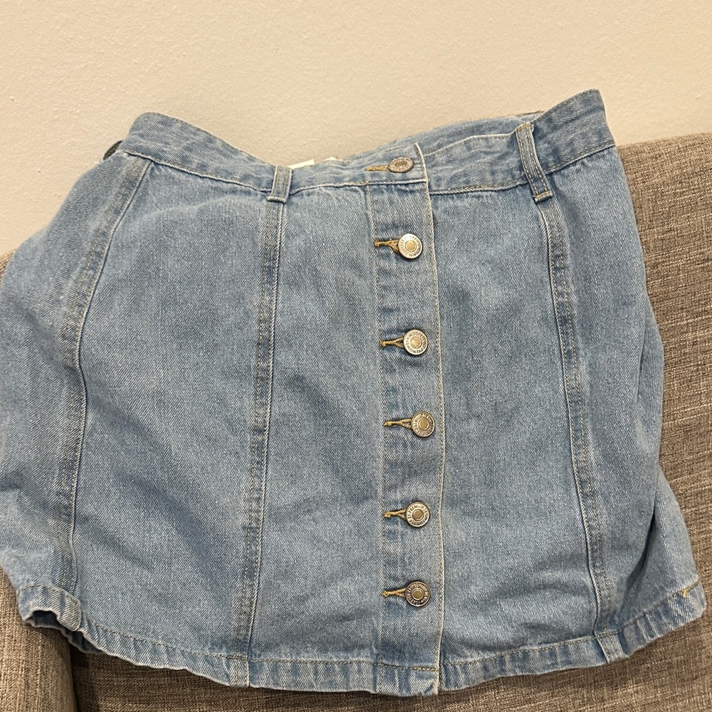 Forever 21 Light Blue Button-Front Skirt